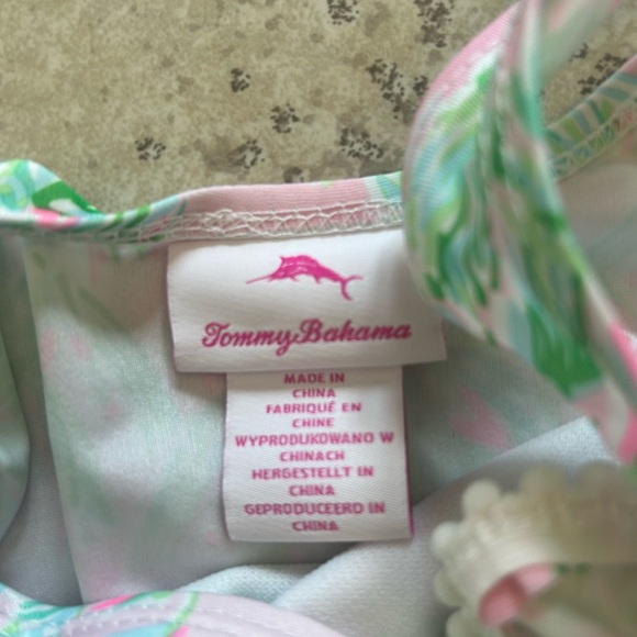 Tommy Bahama Kids Pink and Green One Piece Swimsuit - Picture 4 of 5